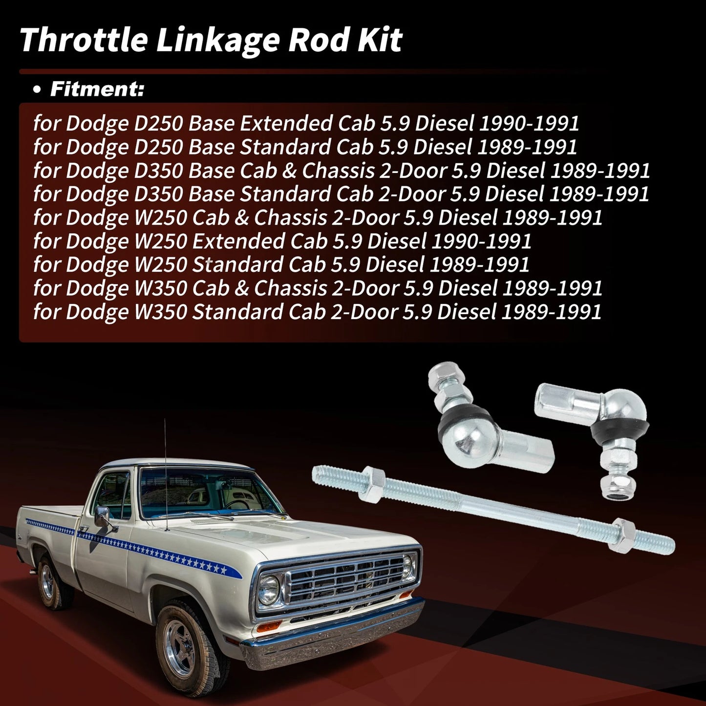 Throttle Linkage Rod for Dodge D250 D350 5.9L Diesel (1989–1991) No.5011955AB