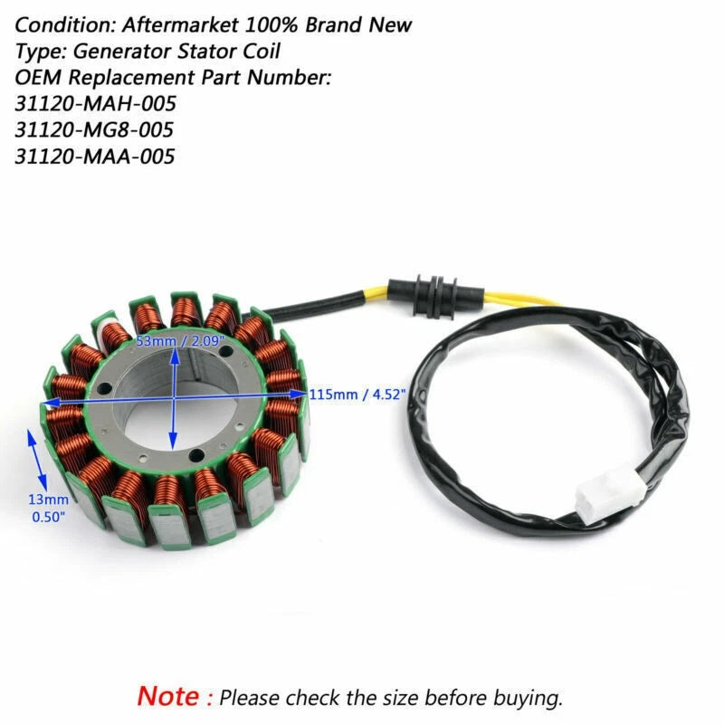 Alternator Stator for Honda VT1100 T C C2 C3 D2 Shadow (1995–2001)