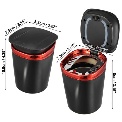 Universal Car Ashtray Trash Can with LED Light - Red Edge