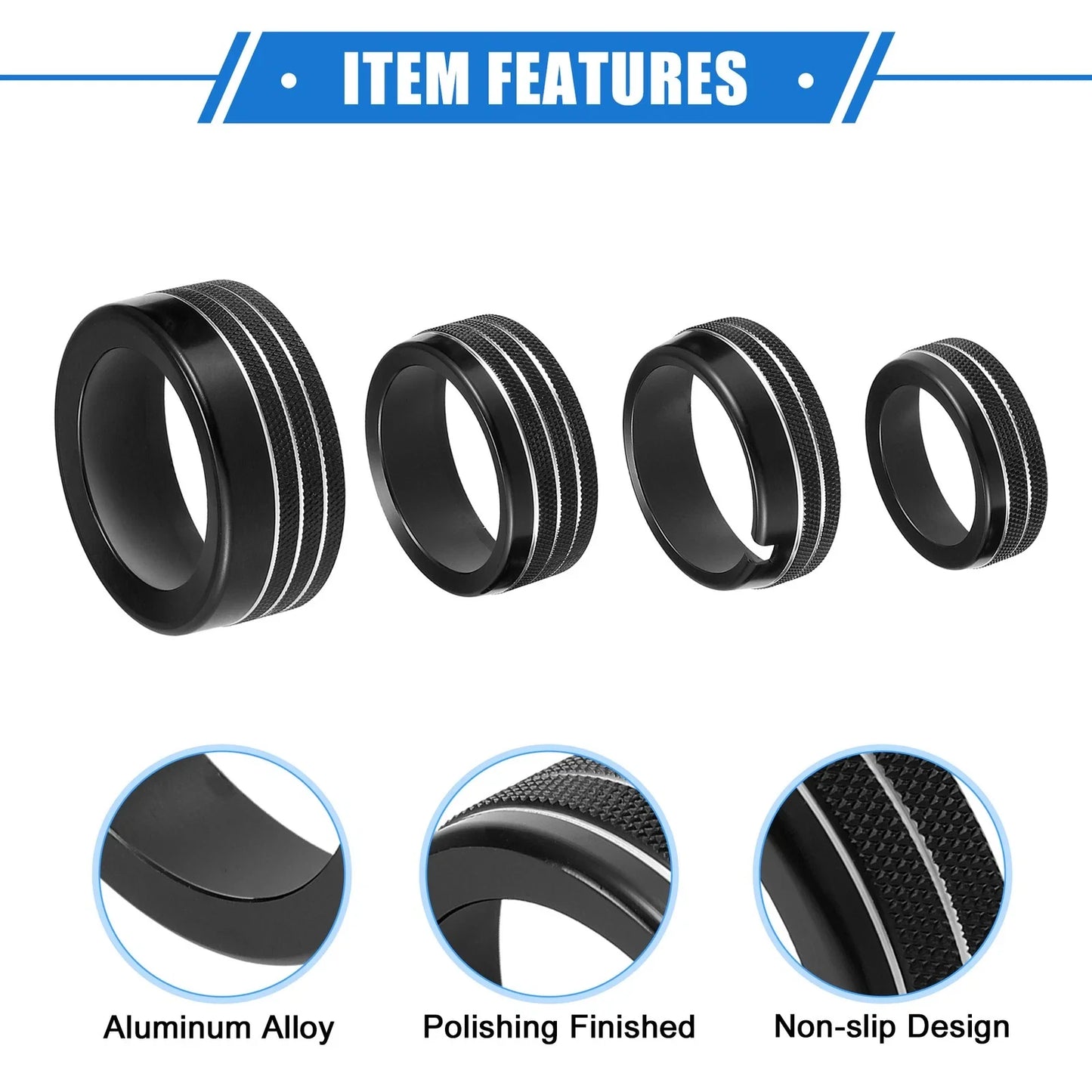 5 x AC Climate Control Knob Rings for Chrysler 300 & Dodge Challenger (2005-2023)