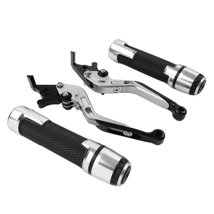 Silver Extendable Brake Clutch Lever Grip Set for BMW R1200GS R1250GS (2013-2023)