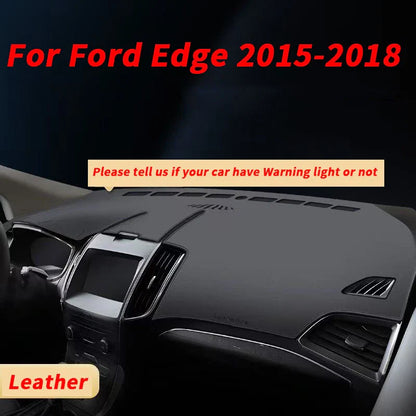 Black Leather Dashboard Cover Dash Protector Pad Mat for Ford Edge (2015–2018)
