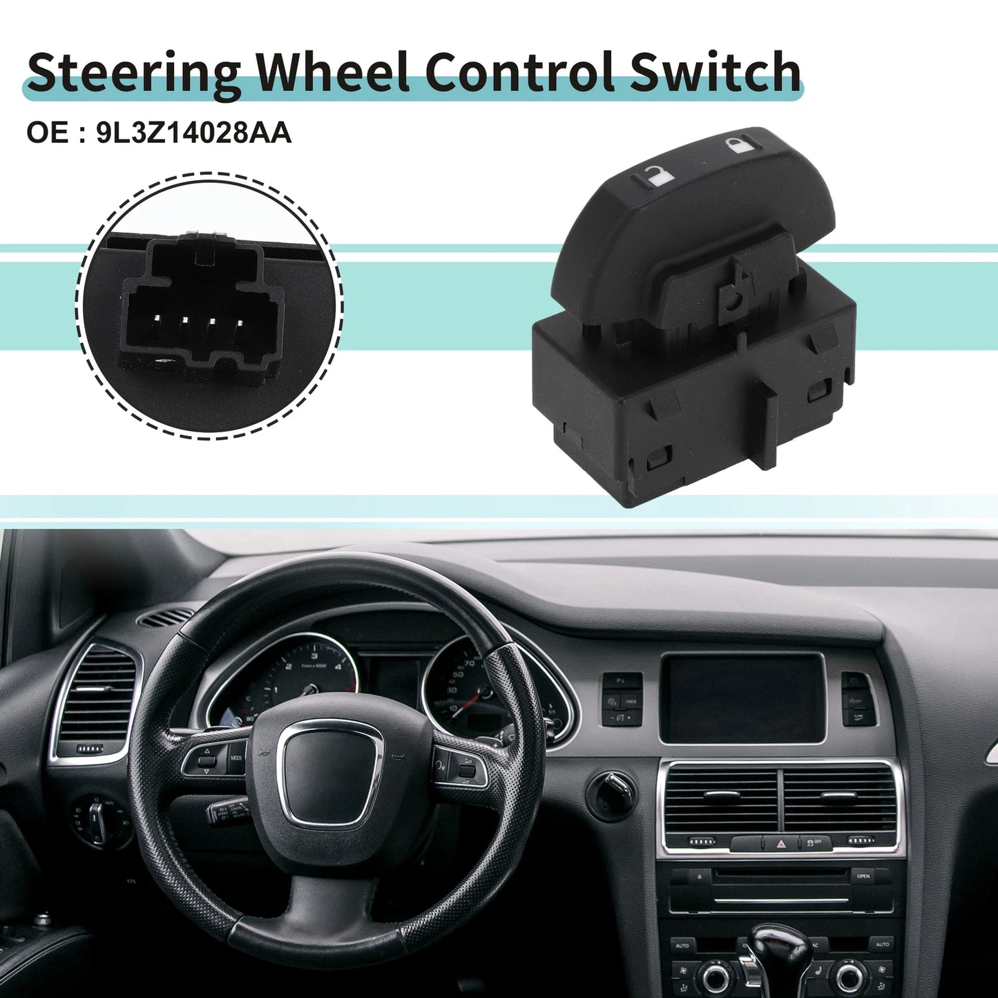 Door Lock Switch for Ford F-150 (2009) No. 9L3Z14028AA Black