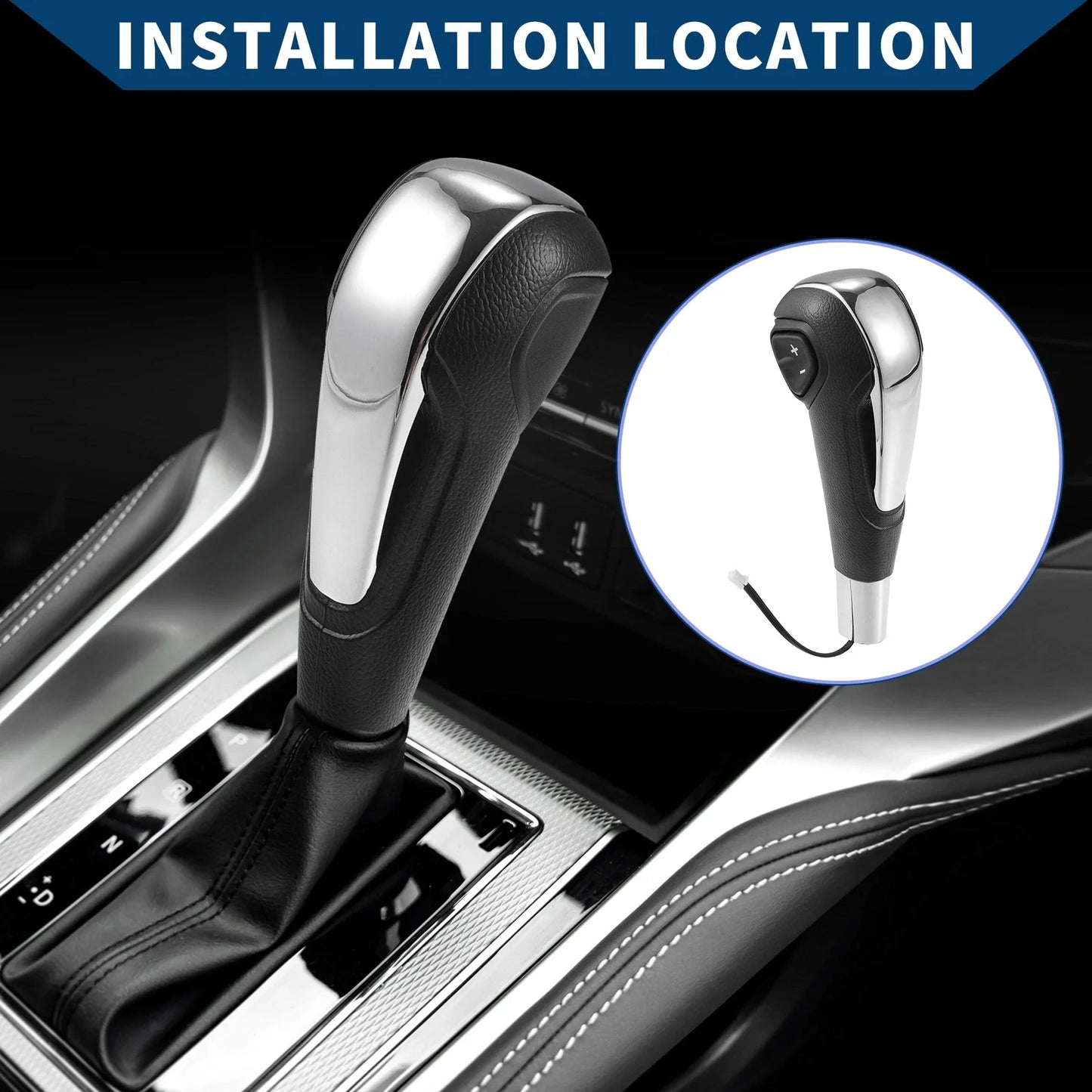 Automatic Gear Shift Knob for Chevrolet Aveo 2011-2017 Faux Leather Silver Tone