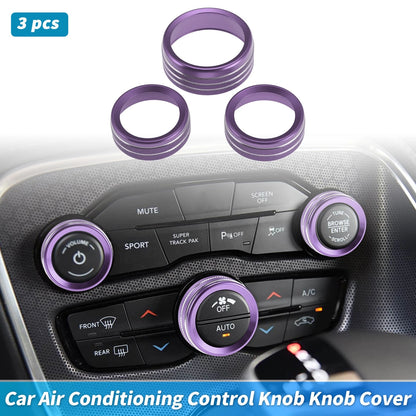 3X Control Switch Knob Button Cover Trim Ring for Dodge Charger (2011–2023) Purple