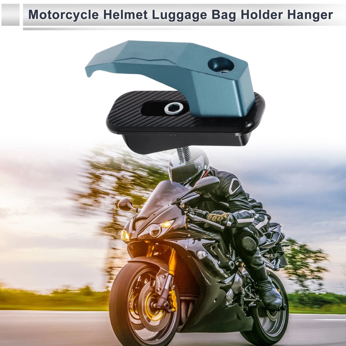 Set of 1 Rectangle Aluminum Alloy Motorcycle Hanging Hook Light Blue