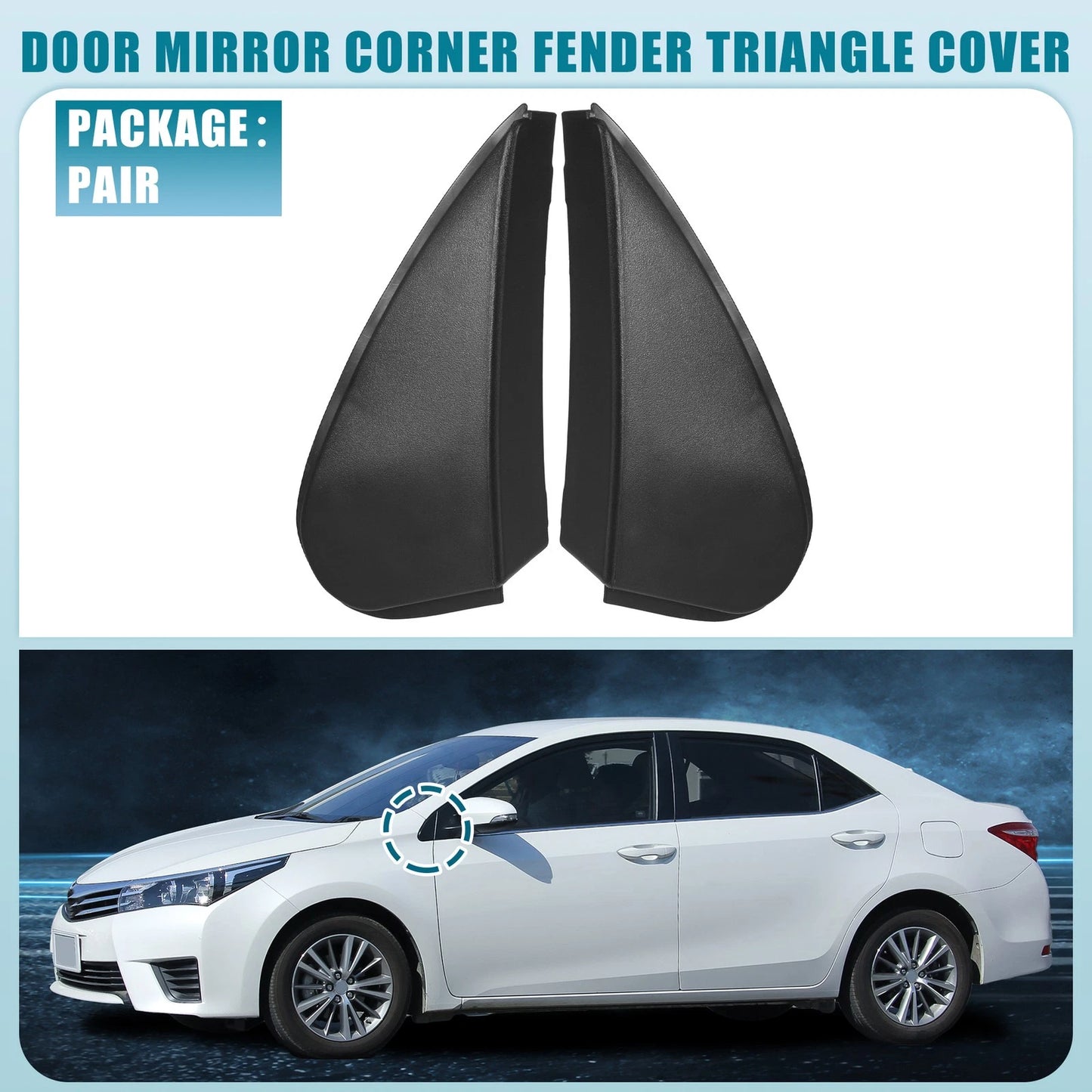 1 Pair Mirror Corner Fender Triangle Cover No. 6011802170 for Toyota Corolla (2014–2019)