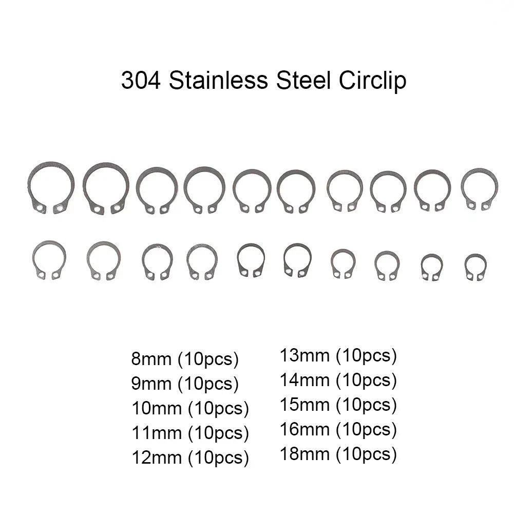 100Pcs/Set External Circlip Retaining Ring for Universal