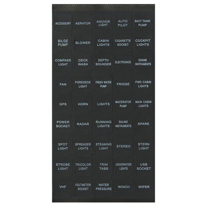 45pc Rocker Switch Label Decal Circuit Fuse Panel Sticker for Marine Boat