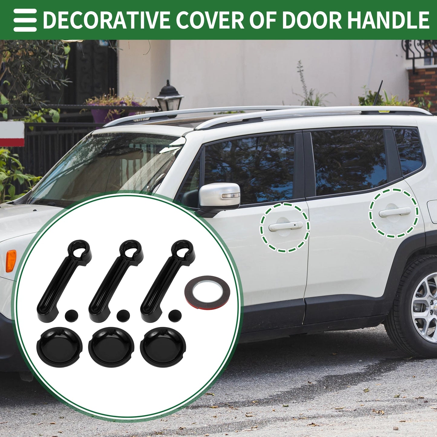 Set of 2 Exterior Door Handle Covers for Jeep Wrangler JK (2007–2017) ABS Black