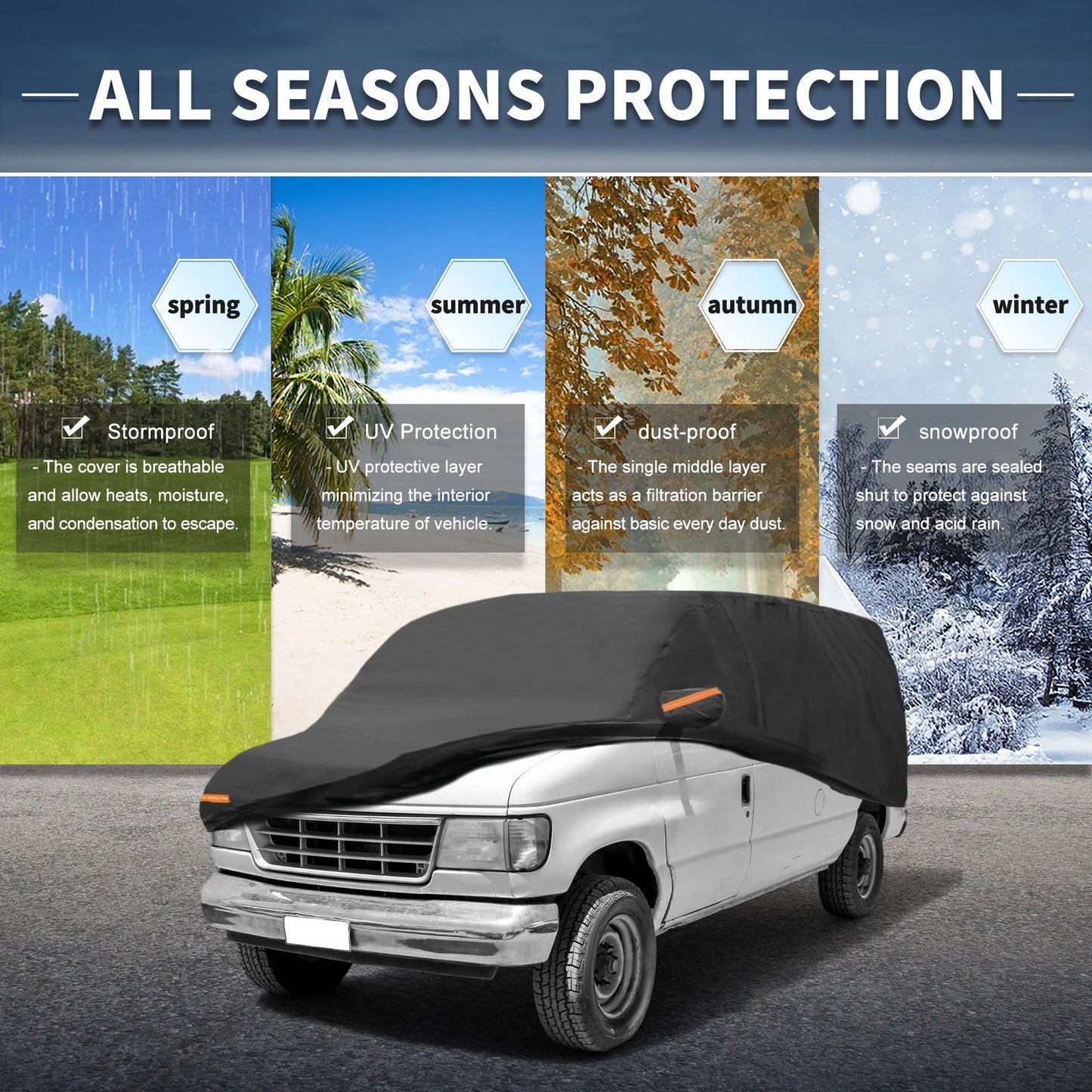 Car Cover with Left Side Door Zipper for Ford E-Series