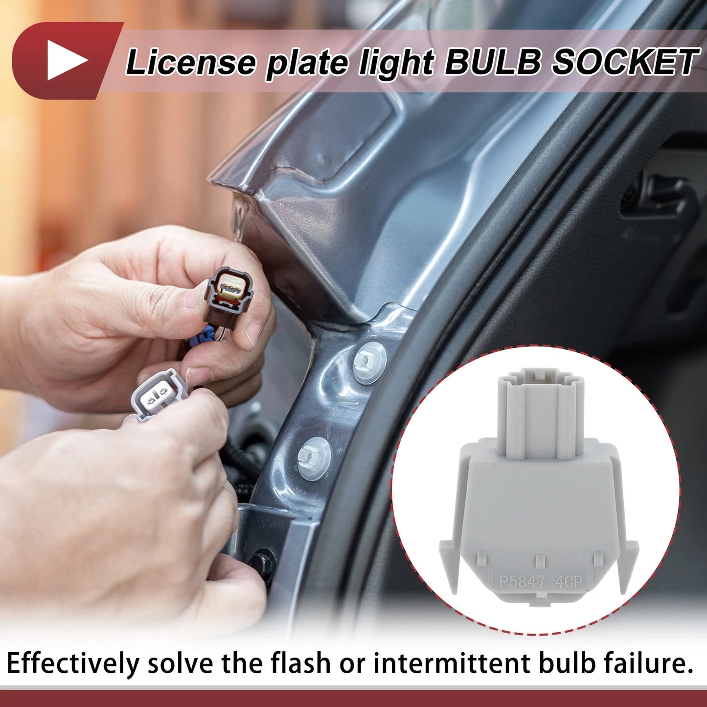 2 Pcs License Plate Light Socket for Honda Accord (2008–2017) No. 34105-SNB-003