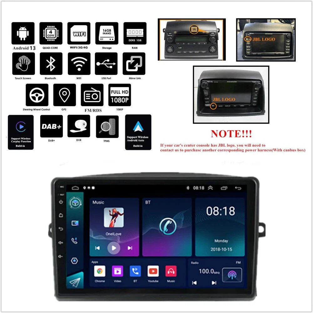9" Android Stereo Radio GPS Navigation Head Unit for Toyota Sienna (2004-2010)