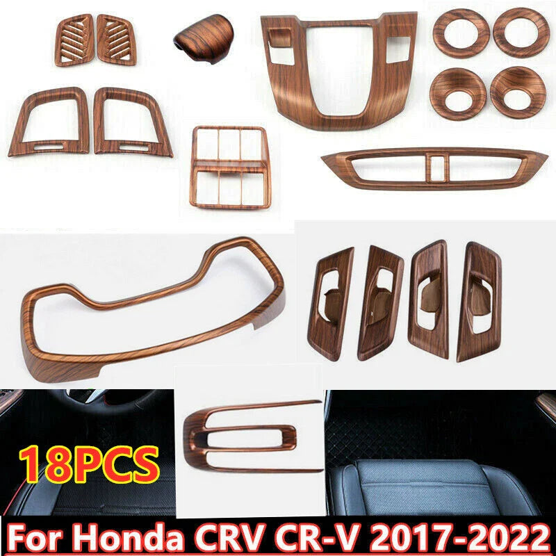 18x Peach Wood Grain Car Interior Cover Trim for Honda CRV CR-V (2017–2022)