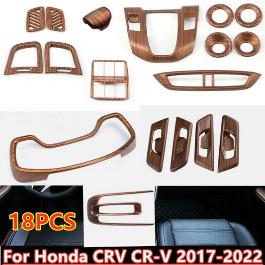 18x Peach Wood Grain Car Interior Cover Trim for Honda CRV CR-V (2017–2022)
