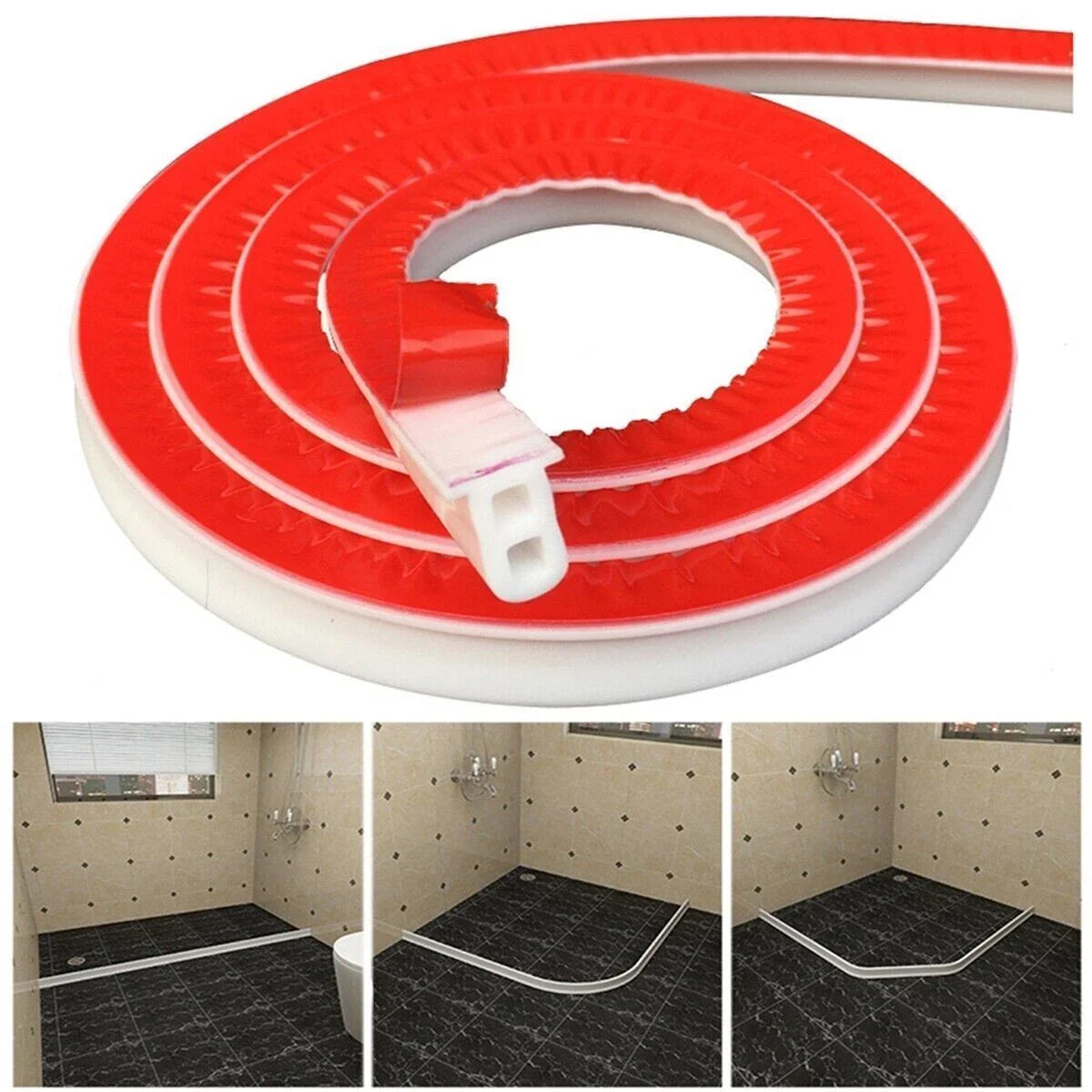 Water Stopper Shower Barrier Silicone Bathroom Kitchen Floor Retaining Strip