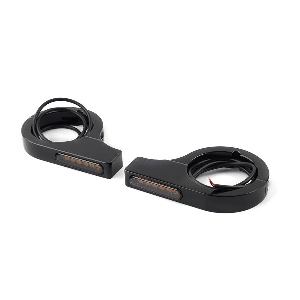 LED Fork Turn Signal Light Indicator for Kawasaki Harley (Black)