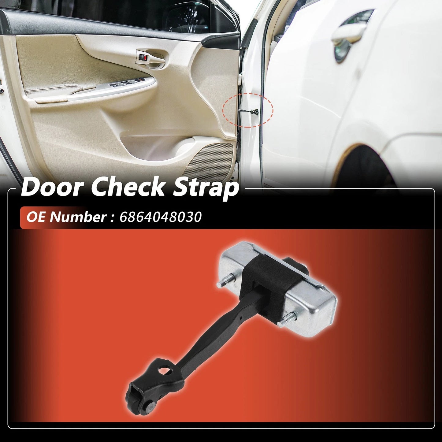 Left Rear Door Check Strap for Toyota Highlander (2007–2013) No.6864048030
