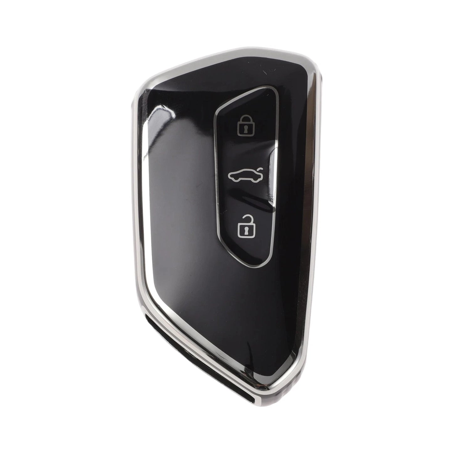TPU Key Fob Shell Cover Case for VW Golf (2020–2023) 3 Buttons Black Silver Tone