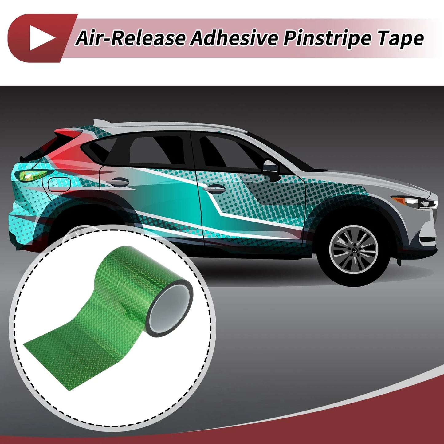 Pinstripe Tape 150mmx50m for Car Motorcycle Boat Laser Green (1 Pcs)