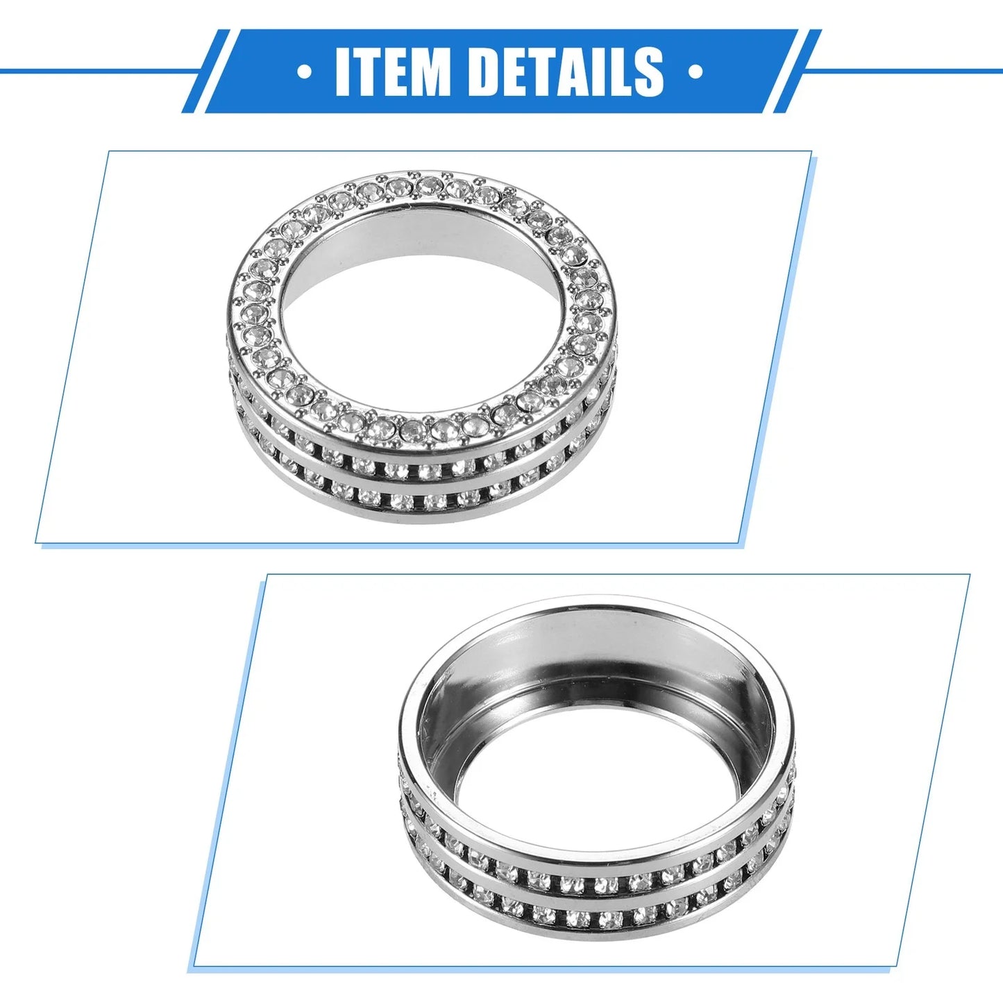 2 x Car AC Switch Knob Ring Covers for Honda Civic (2016-2021) Silver Tone
