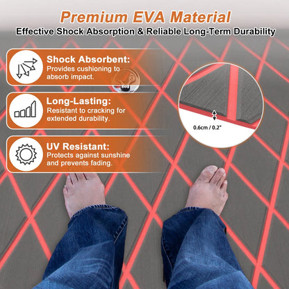 Self-Adhesive Boat Flooring Strip 96" L x 24" W Dark Gray with Red Line
