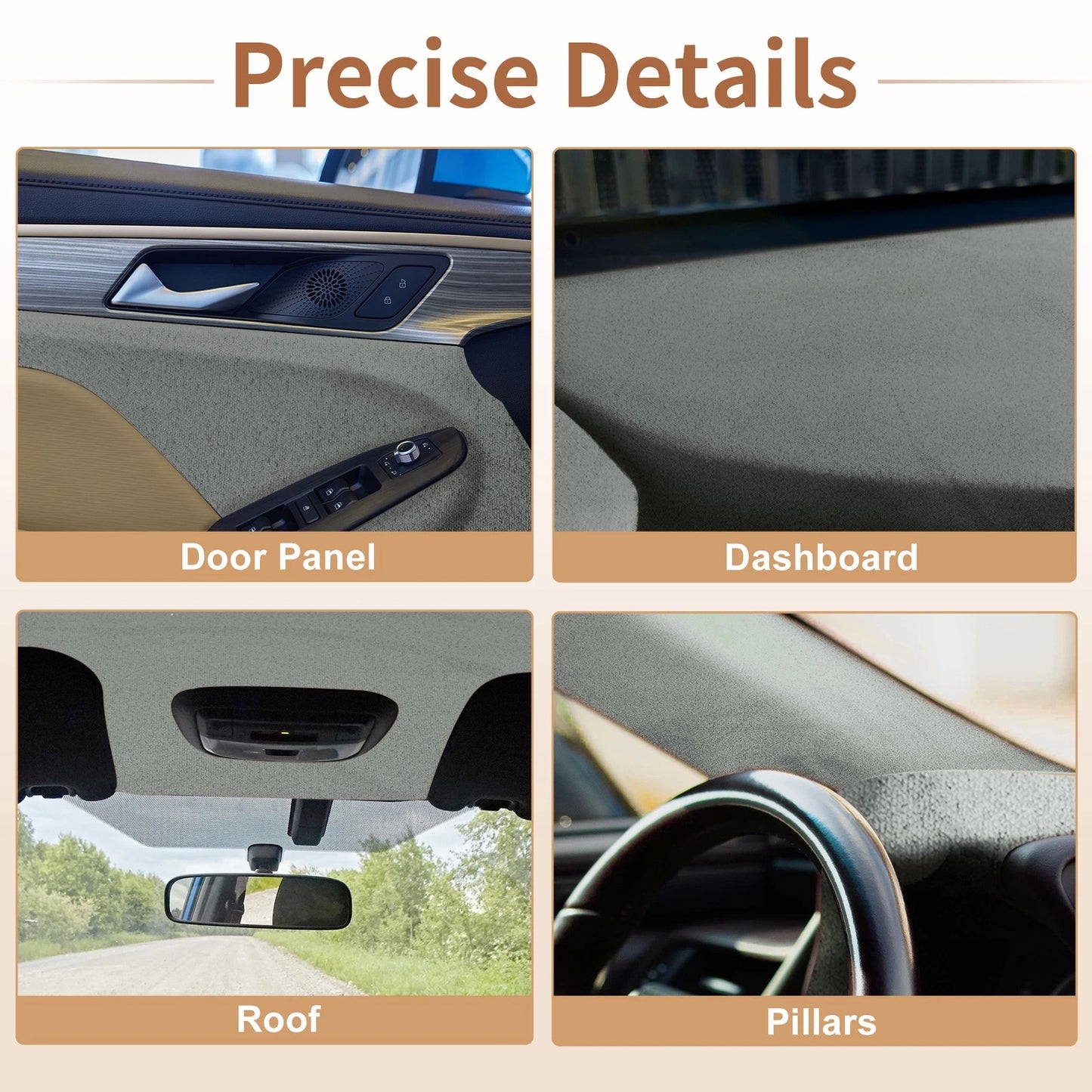 Suede Fabric Headliner for Car Roof Repair (79.92"x59.84")