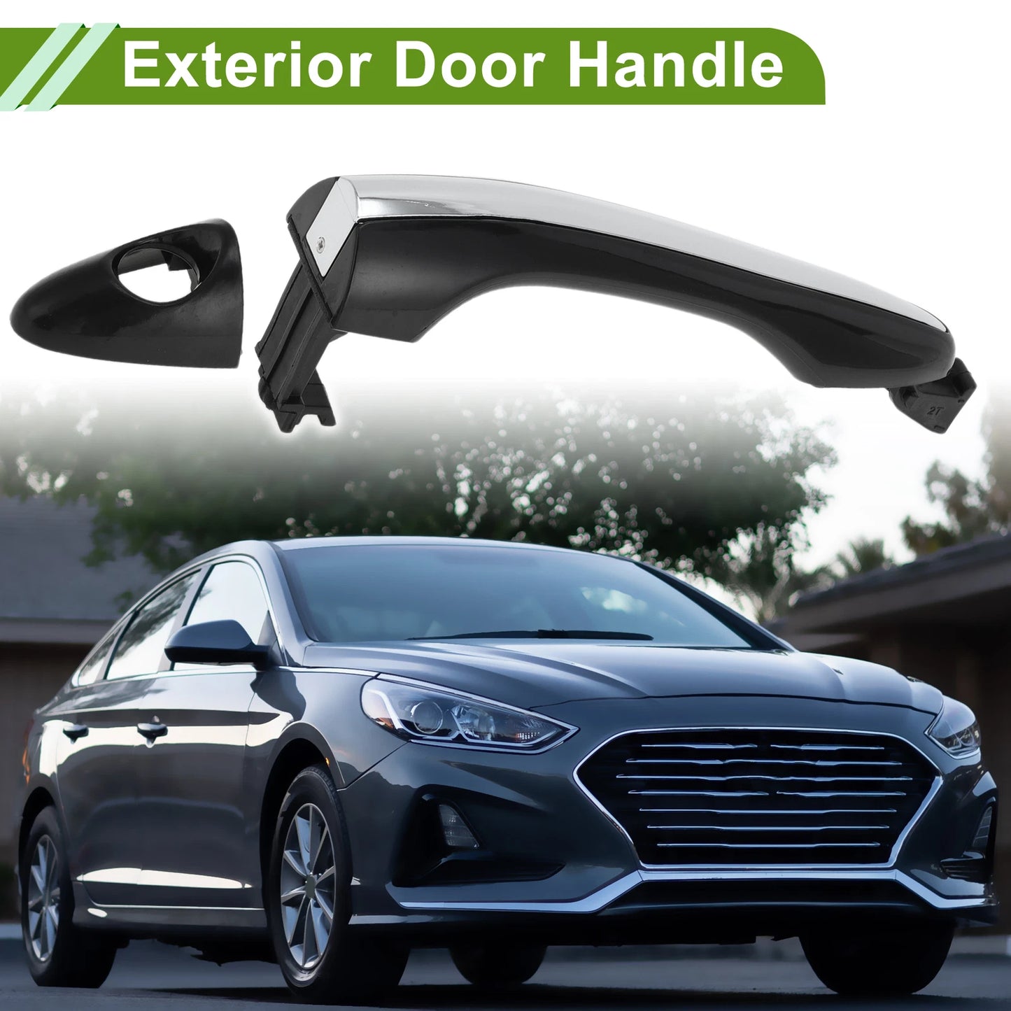 Exterior Door Handle for Hyundai (No. 826512T011) Black Silver Front Left