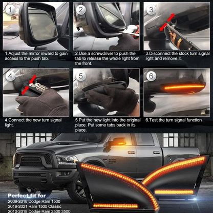 Sequential LED Mirror Turn Signal Lamp for Dodge Ram 1500 2500 (2009–2018)