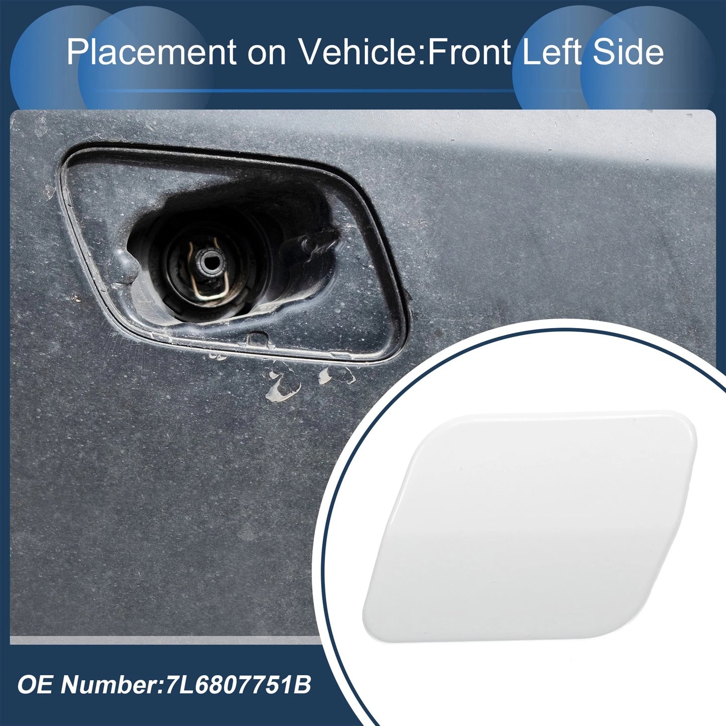 Front Left Washer Nozzle Cover Cap for Volkswagen Touareg (2007–2010) 1 Pcs