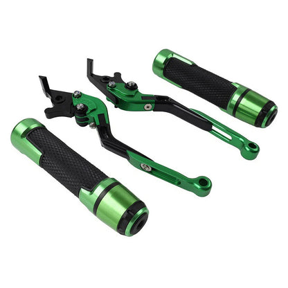 Green Extendable Brake Clutch Lever Grip Set for Kawasaki ZX6 ZX9 636R (2000-2009)