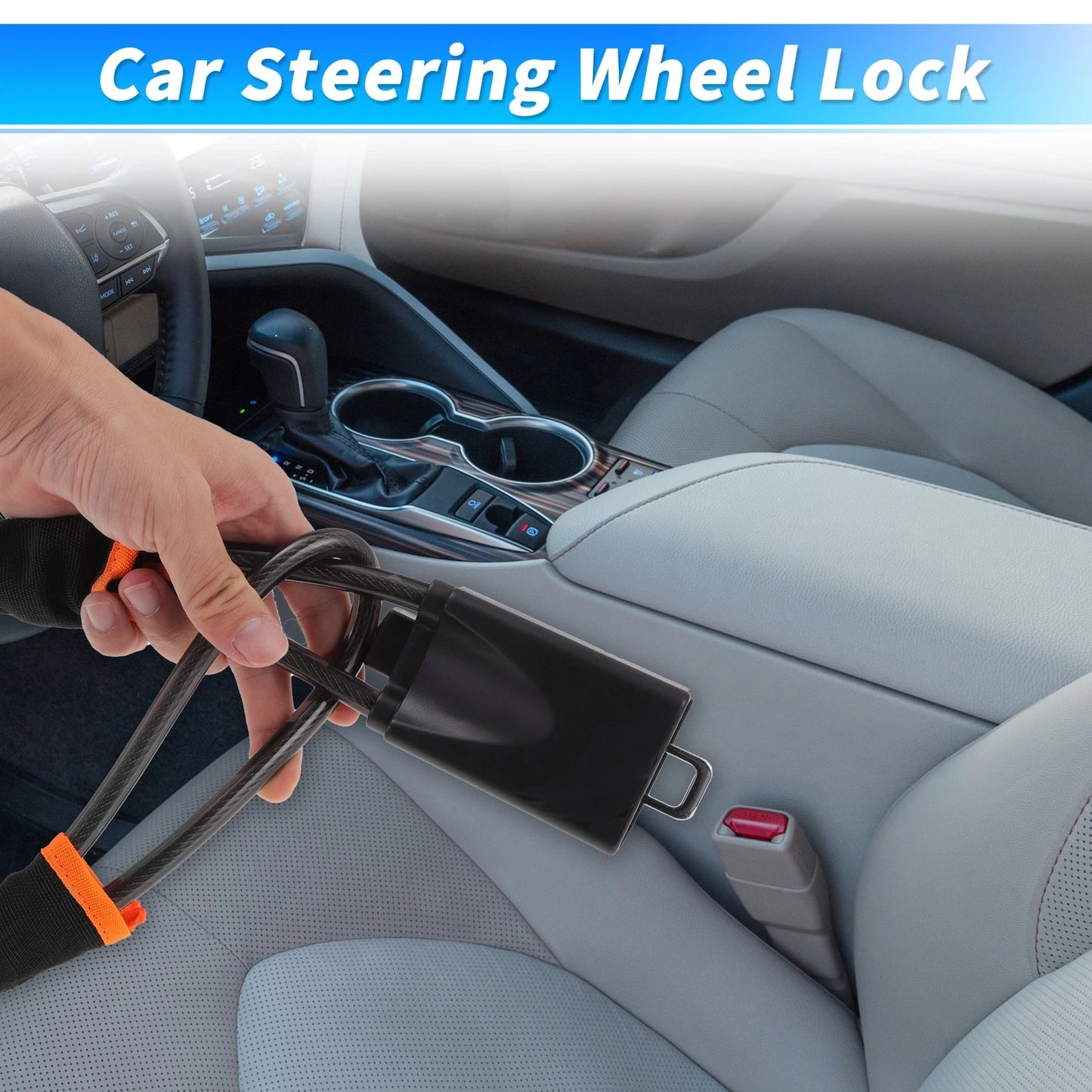 Steering Wheel Lock & Seat Belt Lock for Universal Fit (2010–2023)