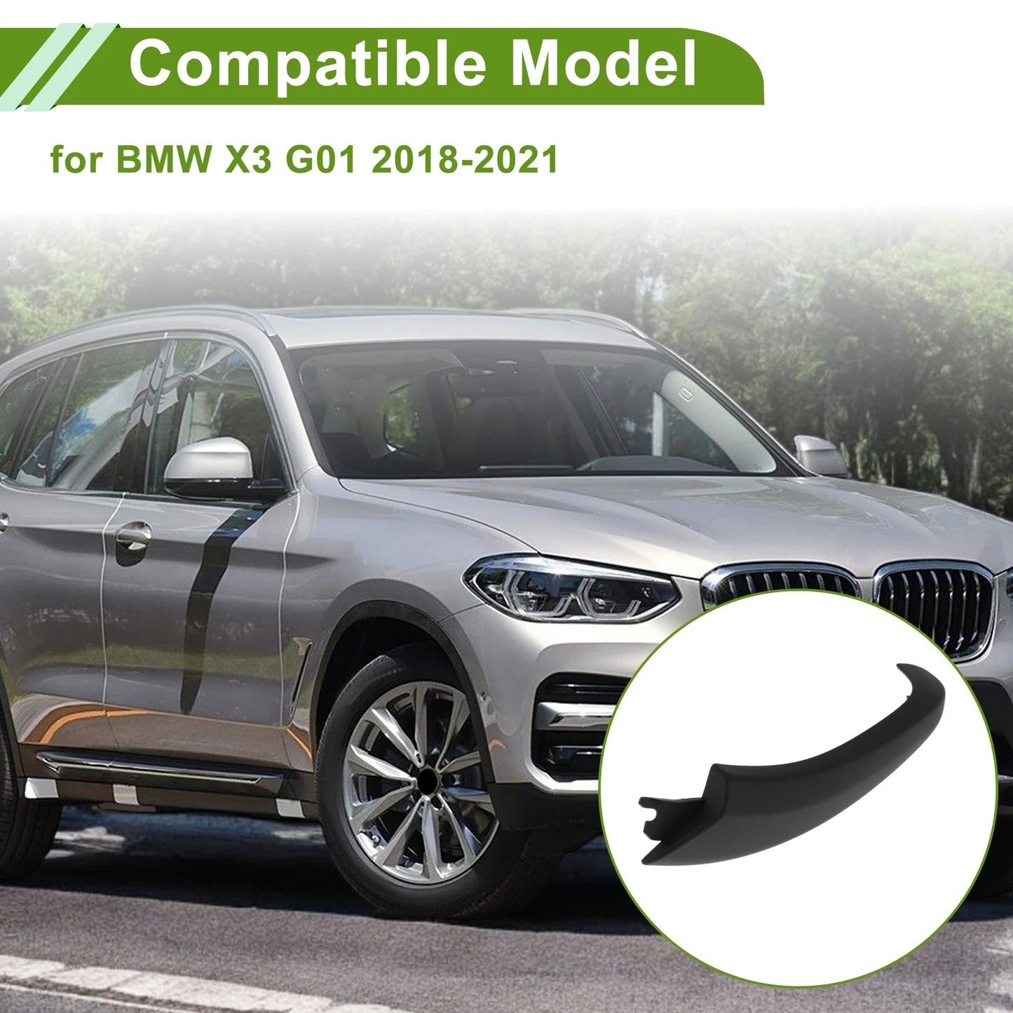Door Panel Handle Pull Trim Cover for BMW X3 G01 (2018–2021) No. 51416999879 Black