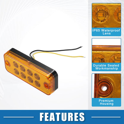 Set of 4 Amber 8 LED Front Rear Side Marker Lights for Truck Trailer