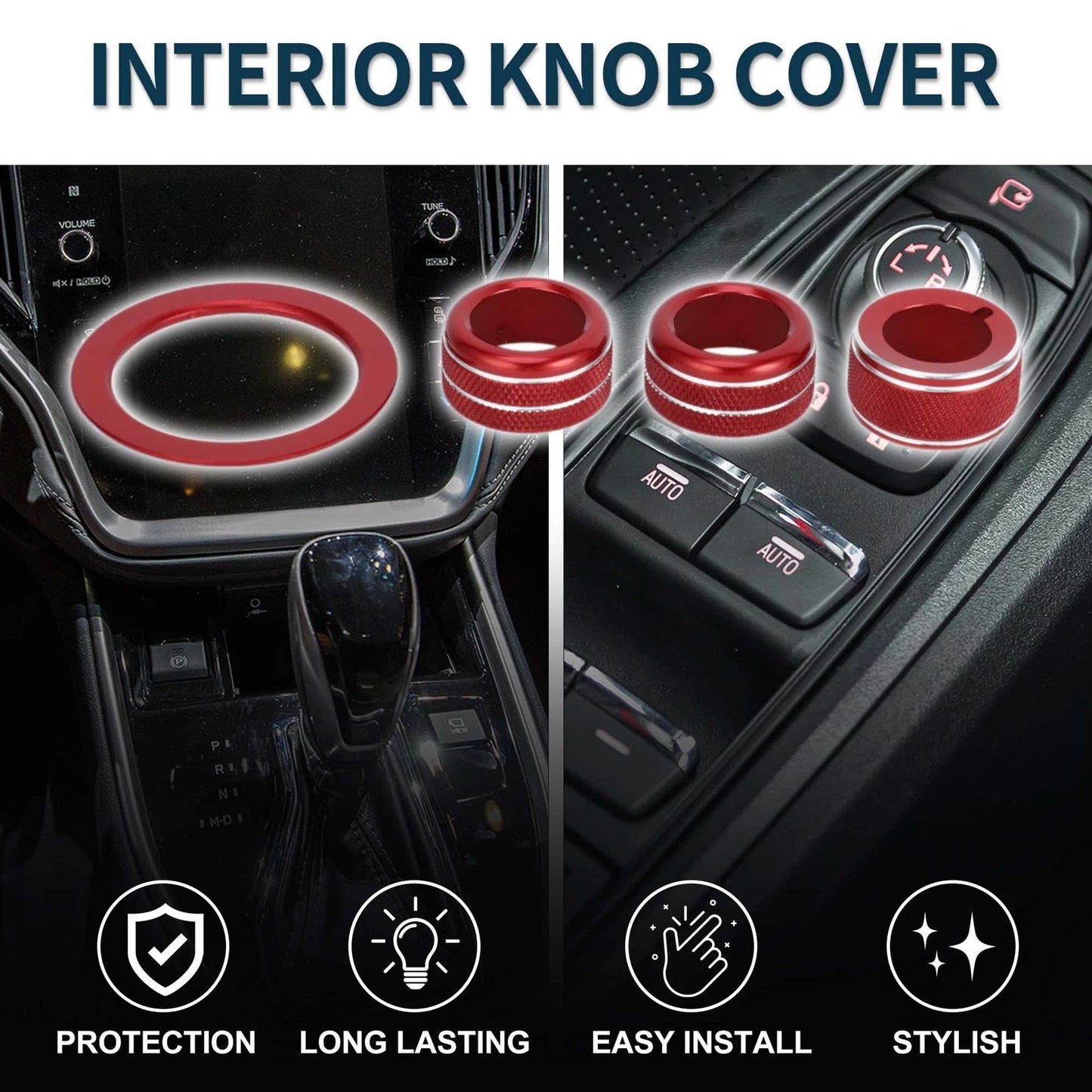 Set of 4 Media Tune Engine Start Mirror Switch Knob Covers for Subaru WRX (2022–2023) Red