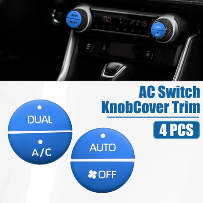 Set of 4 AC Switch Knob Cover Trim for Toyota RAV4 (2019–2022) Aluminum Blue