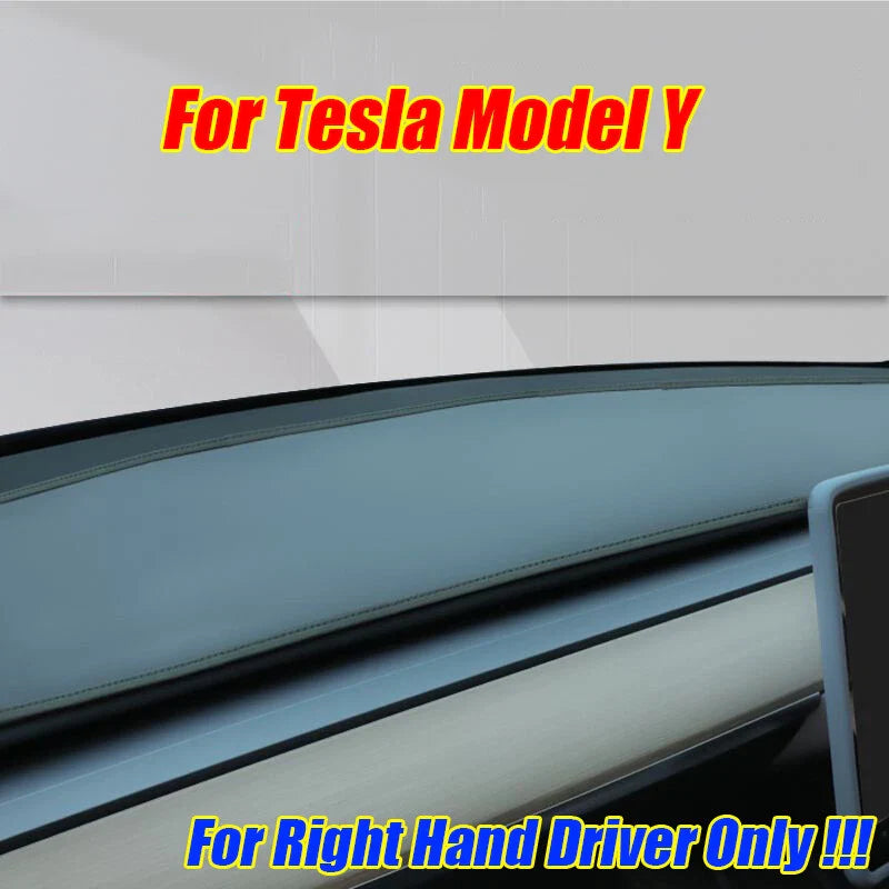 RHD Leather Dashboard Cover Protector Pad Mat for Tesla Model Y (2020–2024)