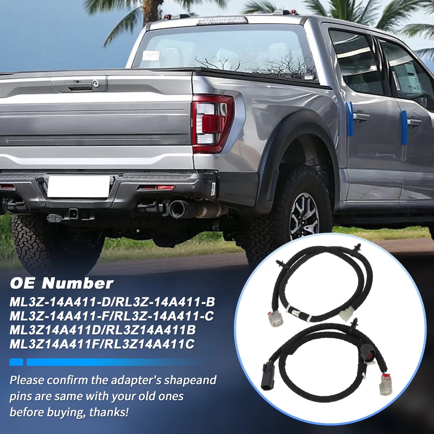 2X Box Bed Light Wire Assembly Jumper for Ford F150 (2021–2025)