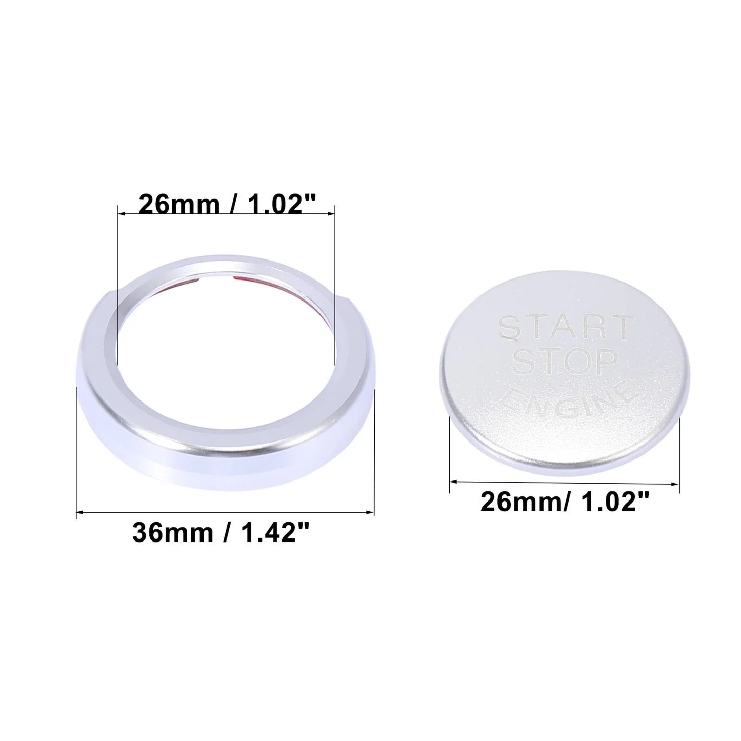 Start Stop Button Cap with Ring Kit for BMW 1 Series X1 X2 3 4 Series Silver Tone