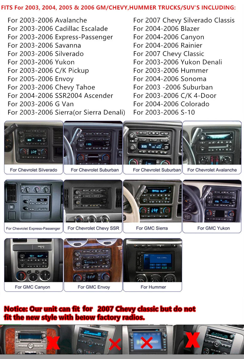 7'' Car Stereo GPS Navigation for GMC Chevrolet Cadillac Hummer (2003-2006)
