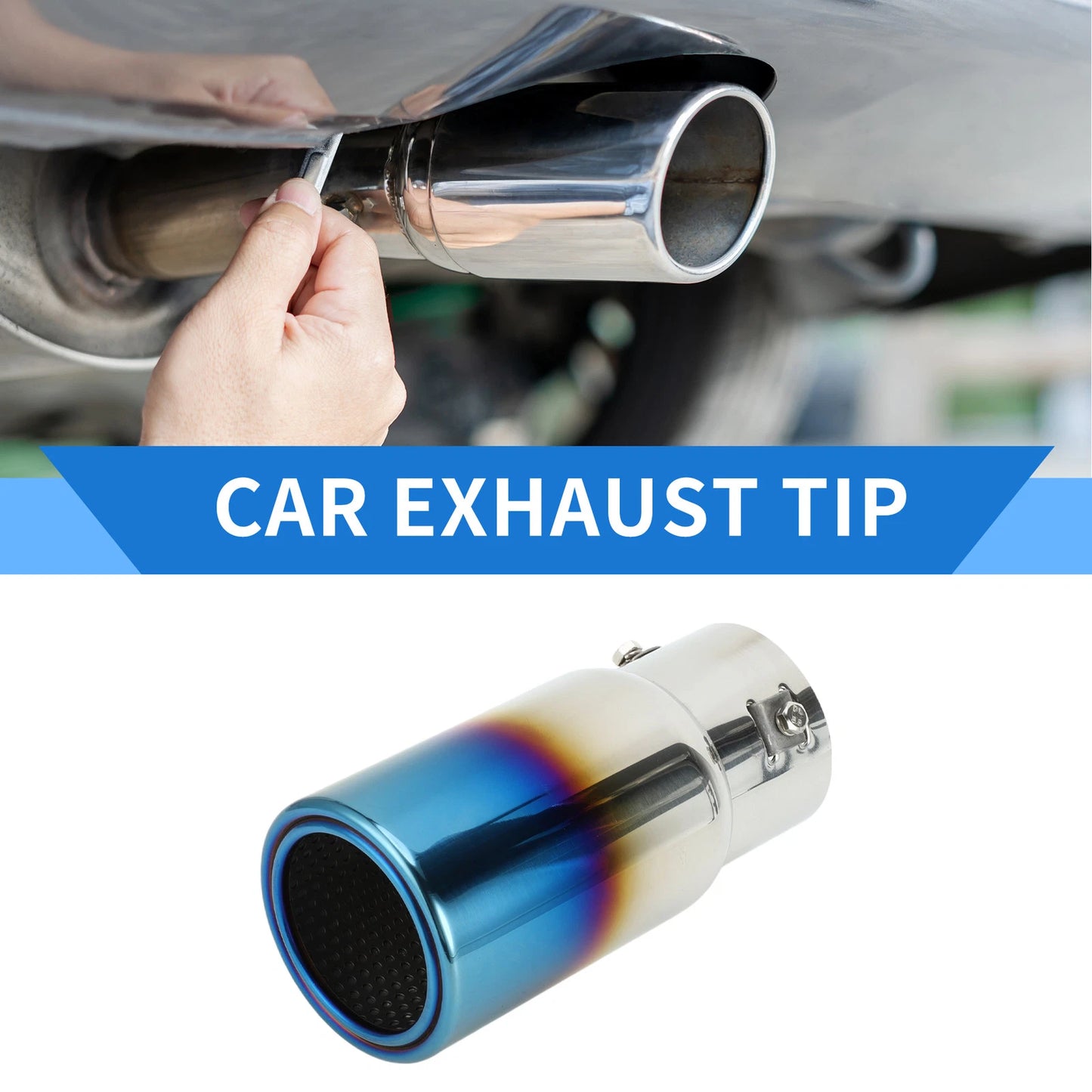 1 Pc Exhaust Tip for Toyota Land Cruiser Prado (Burnt Blue, 1.3"-2.9" Inlet)