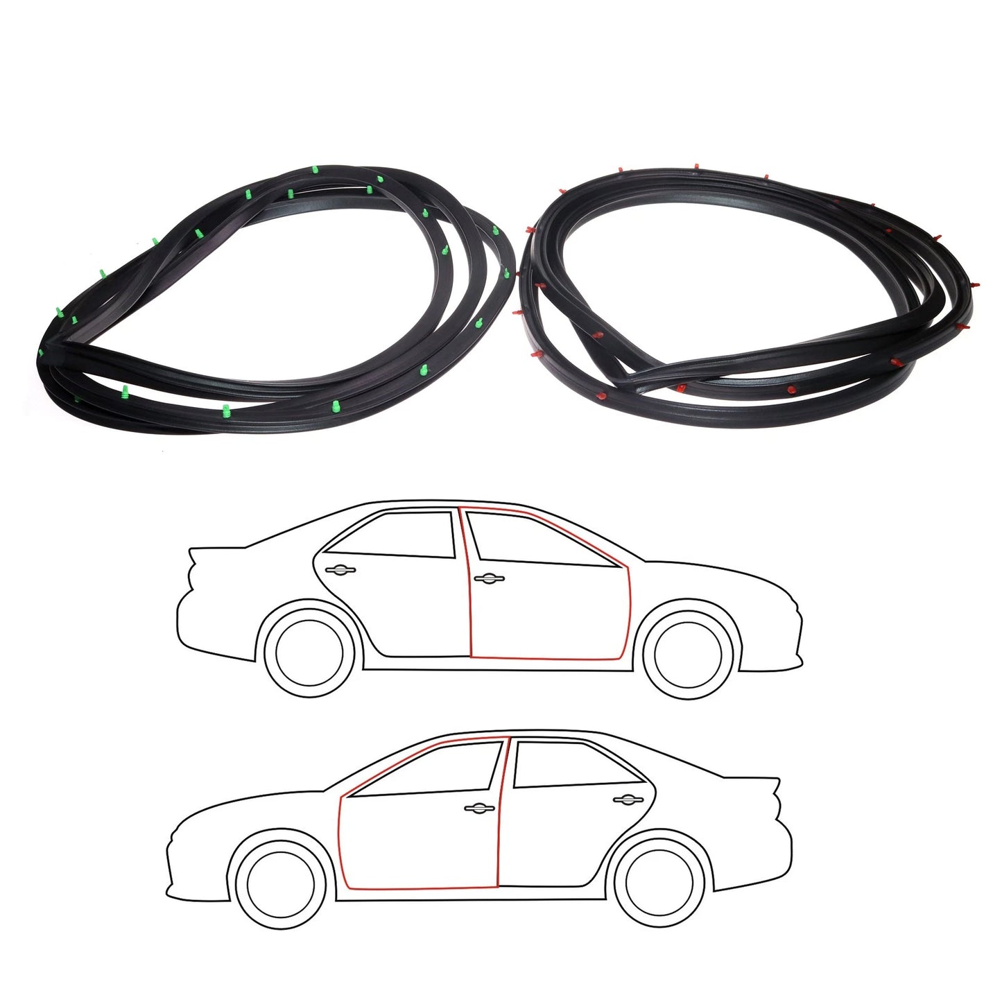 Set of 4 Door Weatherstrips for Toyota Corolla 2D Sedan Coupe (1970–1974)