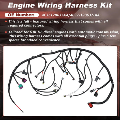 Engines Wiring Harness for Ford F250-F550 Super Duty 6.0L V8 (2004) 4C3Z-12B637-AA