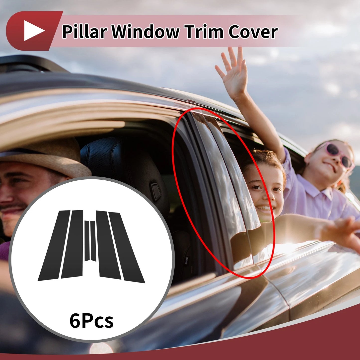 Door Pillar Window Trim for Ford Mercury Milan (2010–2012) Black