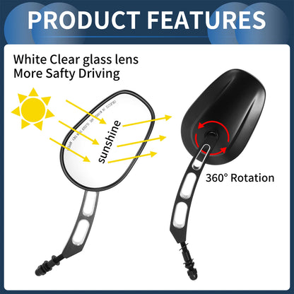 Set of 2 Rear View Mirrors for Harley Dyna, Road King, Softail, Sportster