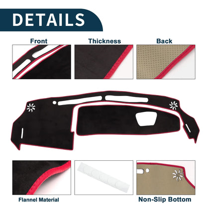 Set of 2 Dashboard Dash Cover Mats for Suzuki WagonR (MH35S/MH55S) Black Red