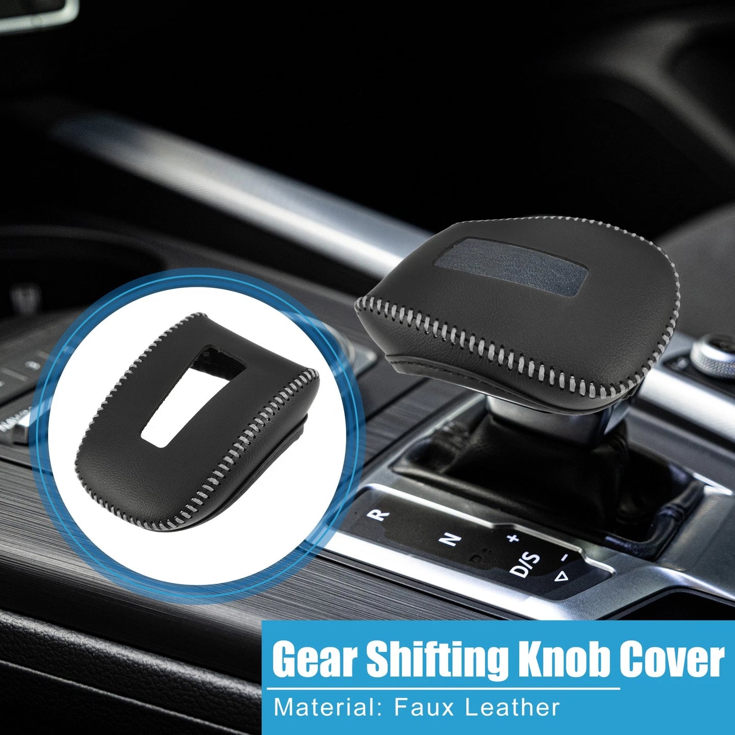 Gear Shifting Knob Cover for Mitsubishi Outlander (2014–2023) Faux Leather Black Gray