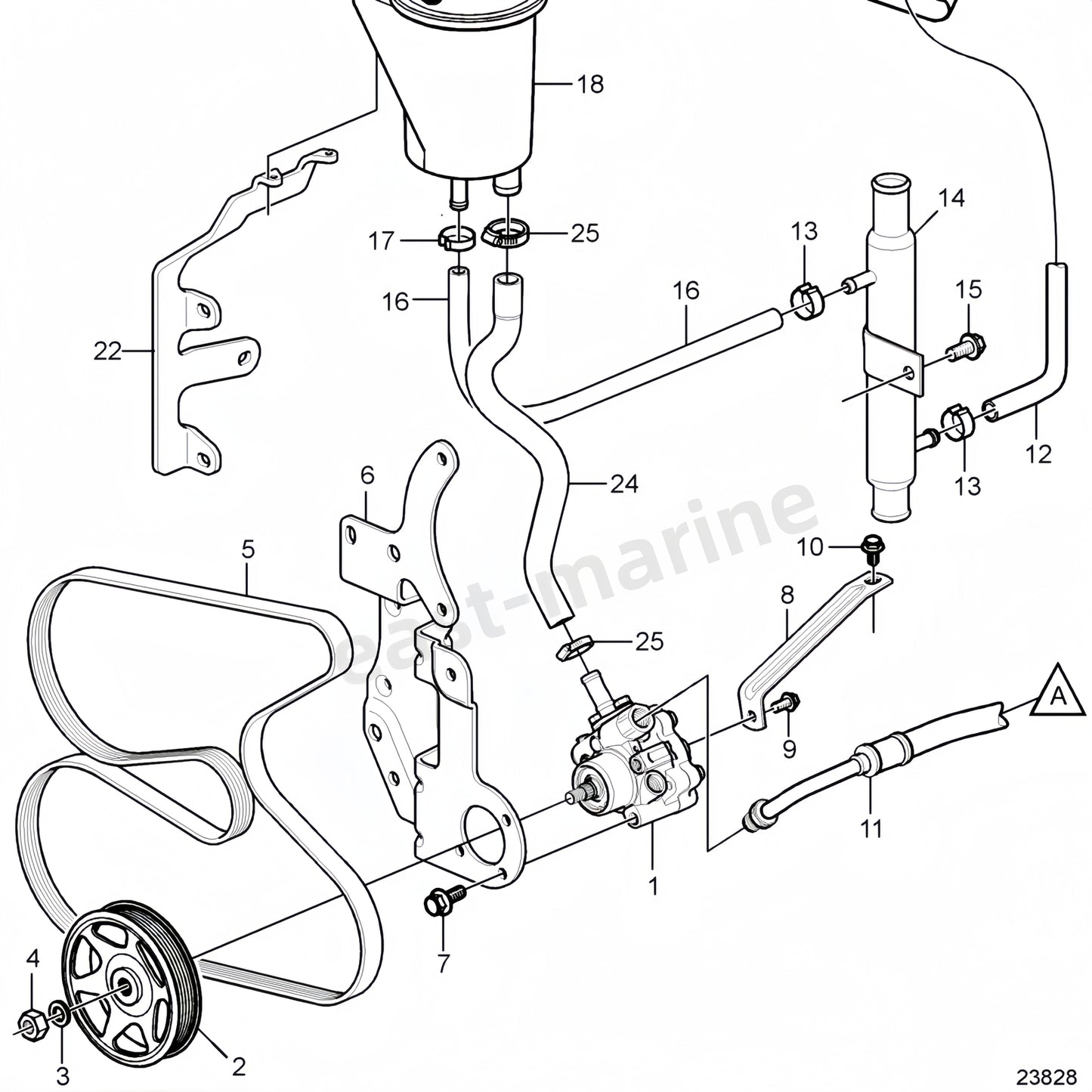 Power Steering Pump for Volvo Penta 3.0L V6/V8 (Year Range Not Specified)