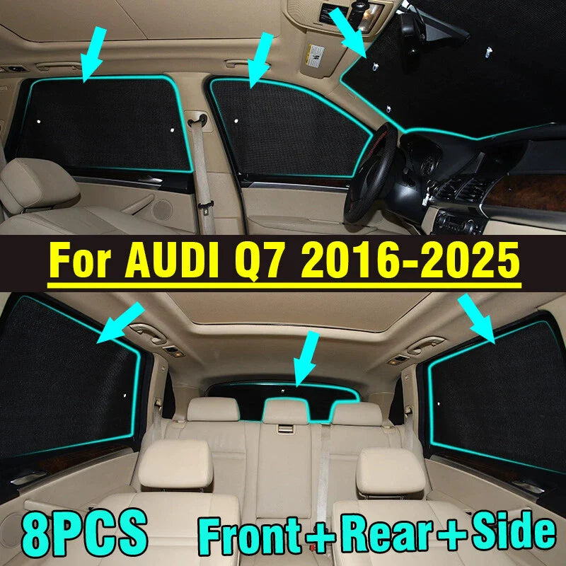 8X Front Side Rear Window Windshield Privacy Sunshade for AUDI Q7 (2016–2025)