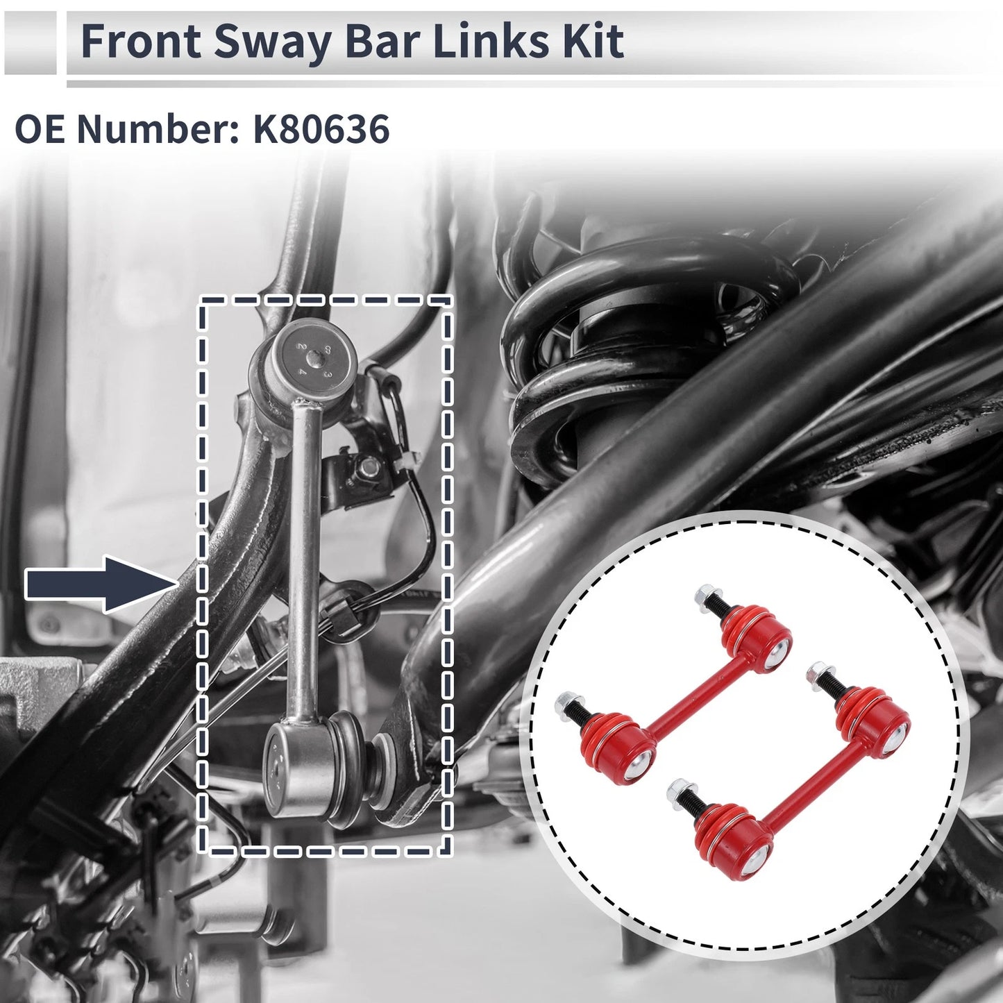 Set of 2 Front Stabilizer Bar Links for GMC Canyon RWD (2004–2012) No.K80636